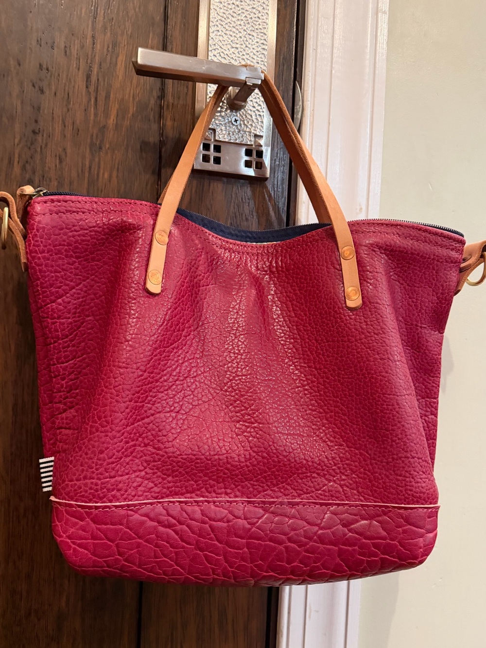 Meanwhile Back on the Farm Limited Edition Raspberry Buffalo Leather Handtote - Picture 5 of 10